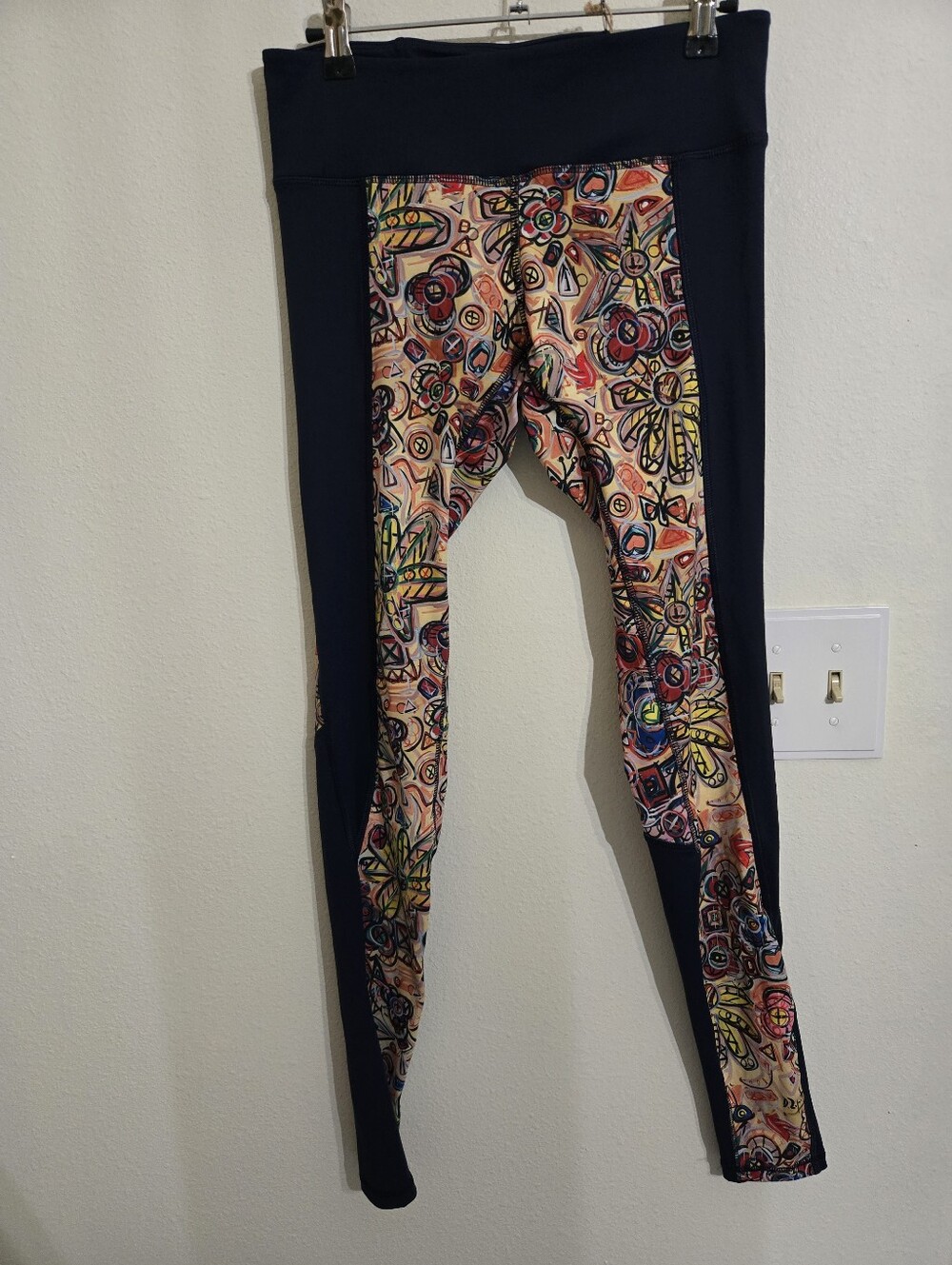 Navy Leggings with Multicolor Floral Panels